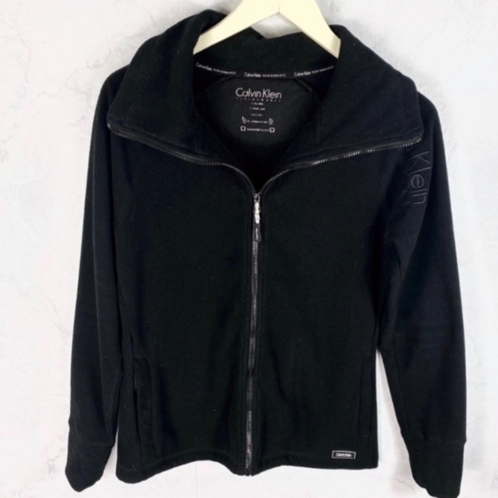 [Calvin Klein] Black Logo Zip Up Jacket